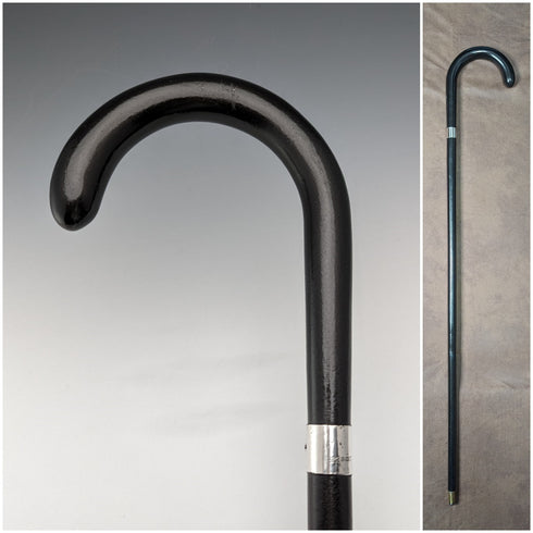 1923 年英國古董男士手杖純銀裝飾黑軸 91 公分 K&S Ltd